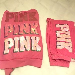PINK sequin sweat suit
